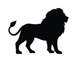 Powerful lion silhouette, vector illustration isolated on white background.