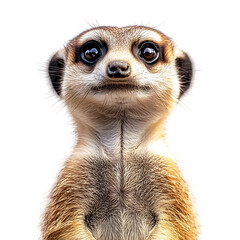 Playful Meerkat Standing Upright with Paws Isolated on Transparent Background