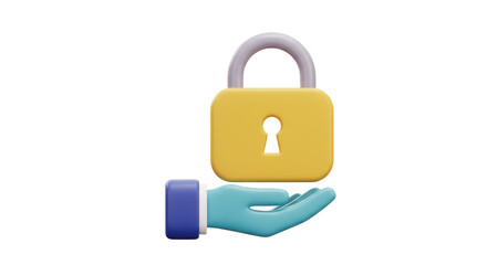 Isolated Hand Holding Padlock