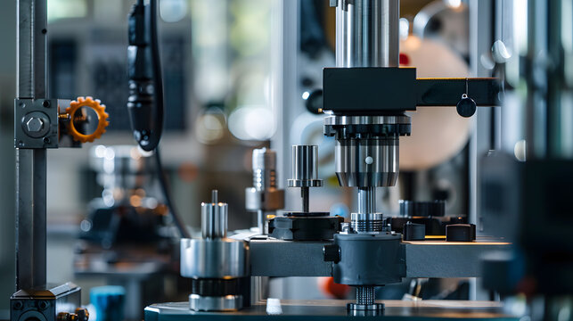 Quality Control, High-tech machine testing the tensile strength