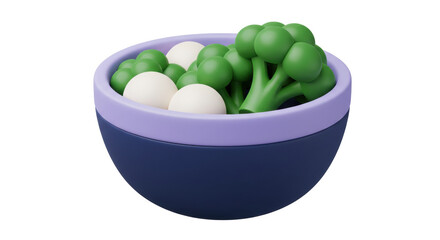 Isolated Bowl of Broccoli and Mushrooms