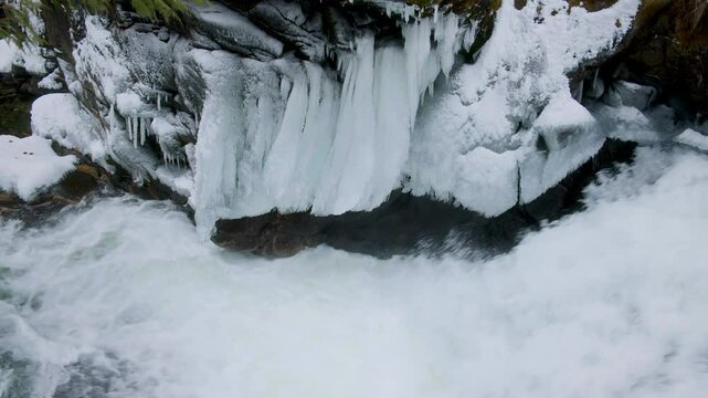 Unique Winter Waterfall Background at Deception Falls Washington
