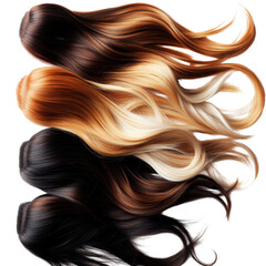 Fototapeta premium Graceful woman's hair flowing beautifully in the wind captured in a stunning close-up view with soft lighting white isolate background