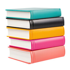 Fototapeta premium Stack of colorful hardcover books on a transparent background. Concept of education, reading, and knowledge.