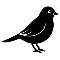 canary bird black silhouette vector, Simple silhouette Design vector icon with white background. Wild bird