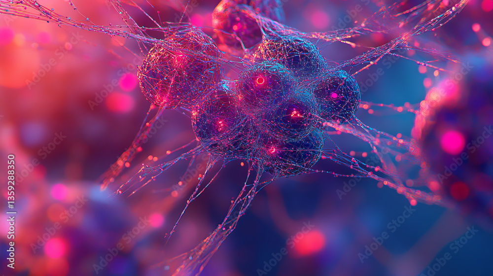 Poster cyber big data flow. blockchain data fields. network line connect stream. concept of ai technology, 