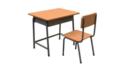 Isolated School Desk and Chair