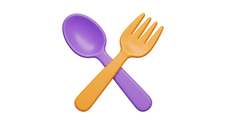 Isolated Crossed Spoon and Fork Utensils