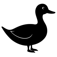 duck bird black silhouette vector, Simple silhouette Design vector icon with white background. Wild bird