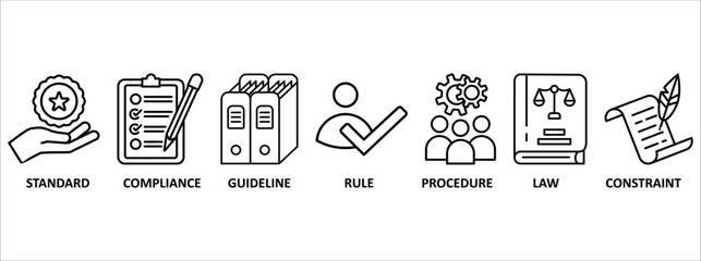 Regulation banner web icon vector illustration concept with icon of standard, compliance, guideline, rule, procedure, law and constraint
