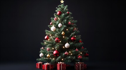Obraz premium Elegant Christmas Trees with Ornaments and Festive Décor
