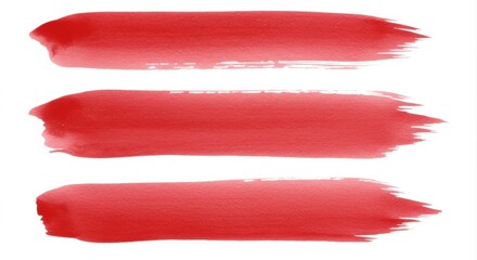 Three vibrant red watercolor brush strokes.