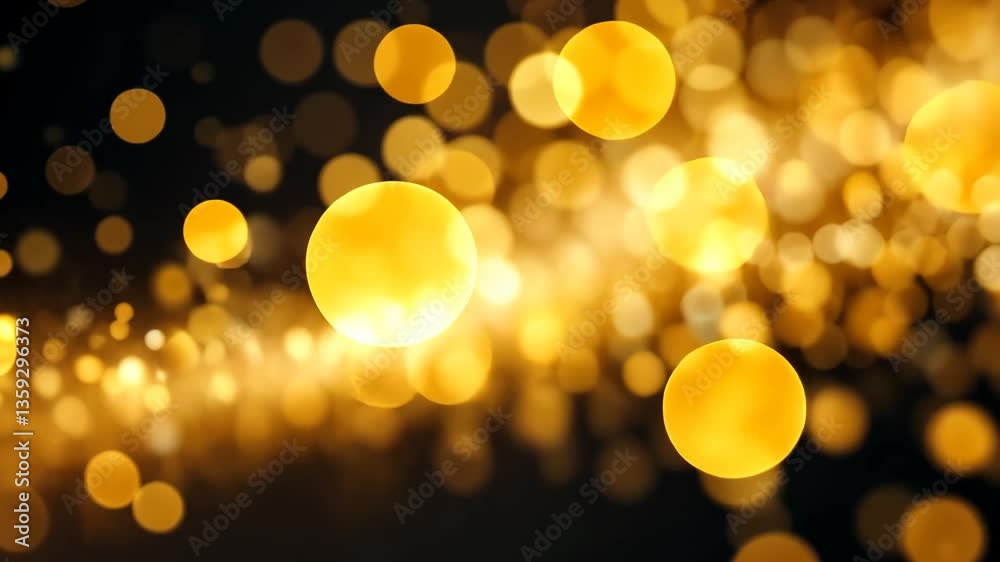 Wall mural golden bokeh effect with glitter particles floating against a dark background