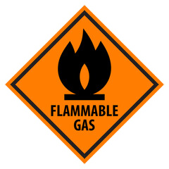 Flammable hazard warning sign, indicating flammable gases symbol.