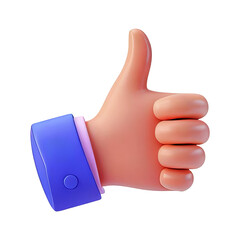Colorful 3D Hand Gesture of Thumbs Up Symbol