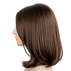 Naklejka premium Close-up of a woman with long brown hair highlighting her natural beauty and expressive features in a soft setting white isolate background