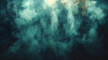 Obraz premium Mystical Nebula: Dive into an ethereal realm of swirling blues and greens, where celestial clouds dance and mystical energies flow.