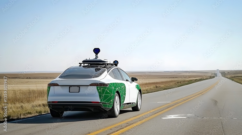 Poster Autonomous electric vehicle navigates a rural cross country journey leveraging advanced Lidar sensors and AI assisted GPS to map the terrain and route