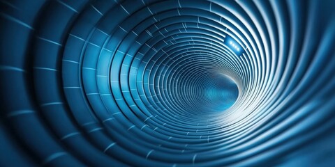 Obraz premium Cyber security Awareness firewall infographic concept. Abstract view of a spiral tunnel with blue tones and metallic textures.