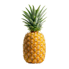 Fototapeta premium Pineapple on a transparent background. Tropical fruit with green leaves and yellow skin.