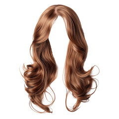 Obraz premium Long wavy hair flowing beautifully down in soft layers, highlighting natural texture and movement in a stylish fashion white isolate background