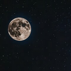 Majestic Full Moon Night Sky with Sparkling Stars Celestial Beauty and Nighttime Wonders