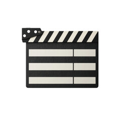 Fototapeta premium Movie clapper board on transparent background. Concept of film making, cinema, and video production.