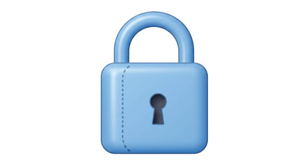 Isolated 3D Light Blue Padlock with Keyhole
