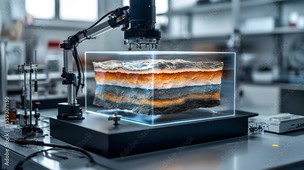 Aufkleber a cutting edge holographic display showcasing the intricate layered structure of the earth s crust i