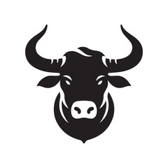 Bull head horn silhouette logo icon isolated on white background