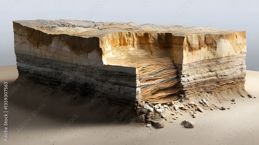 Poster A detailed cross section of the Earth s crust created using lidar technology revealing intricate layers of rock sediment and geological formations
