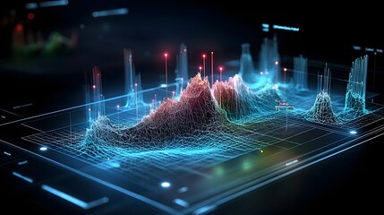 A digital visualization of radar based imaging technology mapping the topography and internal structures of subsurface rock formations revealing fractures and fault lines caused by seismic activity