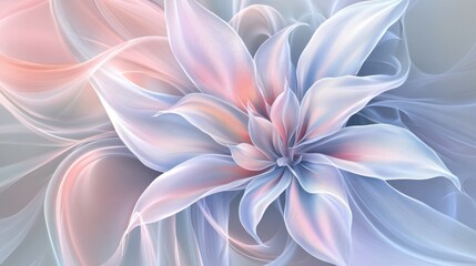 An abstract floral illustration featuring soft colors and delicate petals