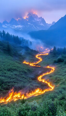 Mountainous Fire Trail at Dawn