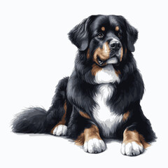 Bernese dog isolated watercolor vector illustration svg