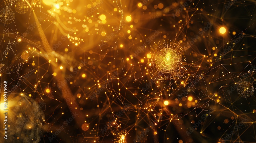 Poster discover a mesmerizing visual of ethereal nodes pulsating in a celestial expanse, illuminating the d