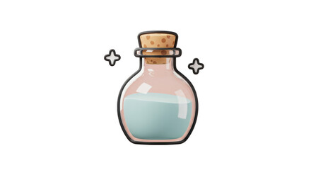 Isolated Magical Potion Bottle with Sparkling Effects
