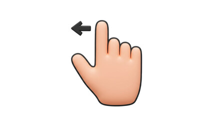 Isolated Hand Gesture Swipe Left with Arrow Indicator
