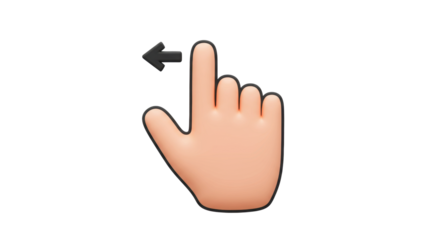 Isolated Hand Gesture Swipe Left with Arrow Indicator