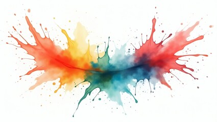 an abstract watercolor painting that portrays a vivid display of colorful splashes, artfully arranged across the space. the colors evoke creativity and the raw nature of emotion