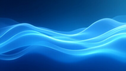 Fototapeta premium abstract blue waves with an ethereal glow, creating a sense of fluid motion and dynamic energy. The illustration can symbolize a lot of things such as water or digital communication.
