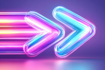 Neon Arrows Speed Forward Motion Purple Background Abstract Design