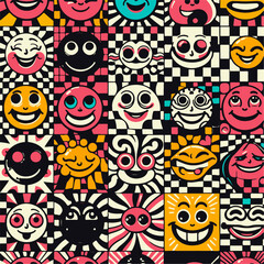 Seamless owl pattern with floral swirls and colorful design