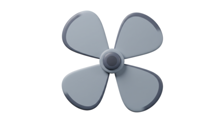 Isolated Simple Gray Four-Blade Fan