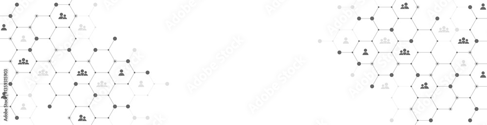 Aufkleber Social network communication concept. Global network connection abstract background. Horizontal header web banner. Internet technology. Business. Science. Illustration