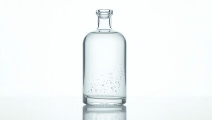 a transparent bottle filled with clear liquid, creating a clean, minimalist aesthetic