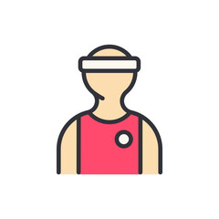 Basketball player colored icons, minimalist vector illustration ,simple transparent graphic element .Isolated on white background