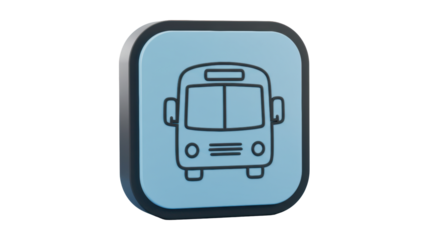 Isolated Bus Icon in a Rounded Square