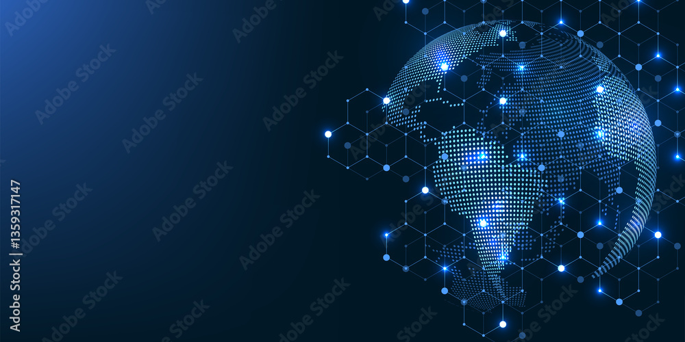 Fototapete Global network connection concept. Big data visualization. Social network communication in the global computer networks. Internet technology. Business. Science, illustration