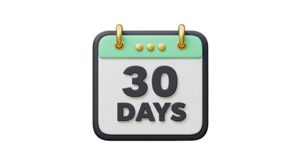 Isolated Calendar with 30 Days Text